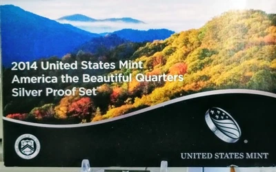 2014 S AMERICA THE BEAUTIFUL QUARTERS SILVER PROOF SET 5 CIONS BOX AND COA. - Image 1 of 4