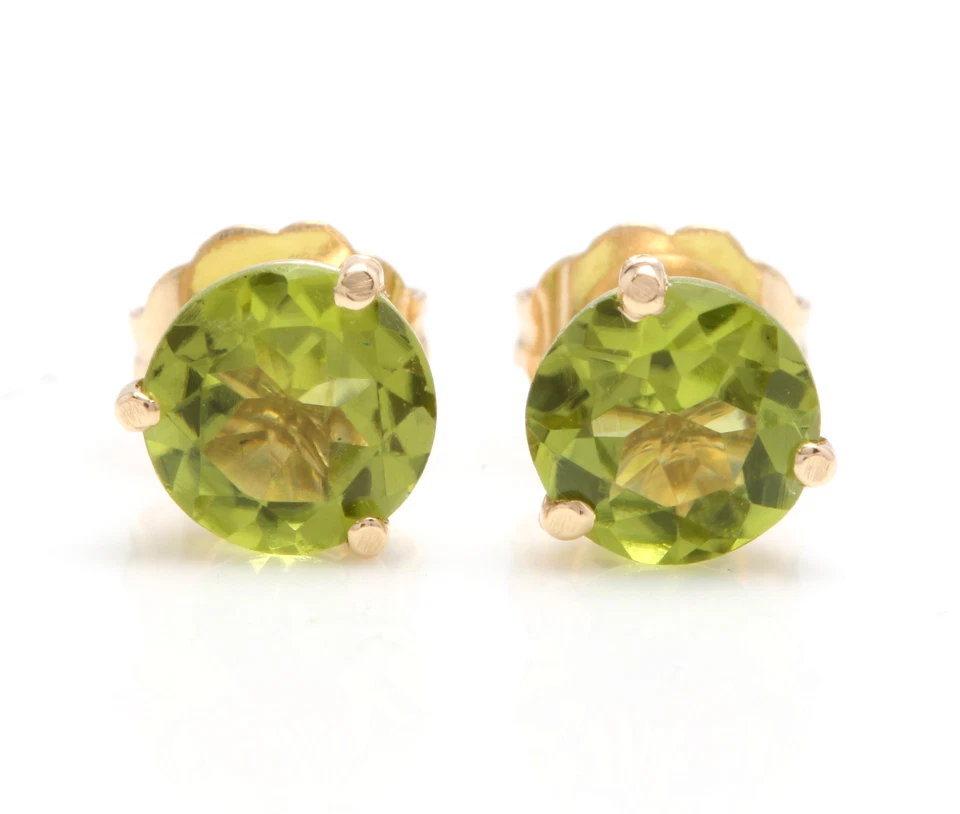 Natürliches Grün Peridot Edelstein Massiv 14K Gelbgold Martini Ohrstecker j751 - Bild 1 von 3