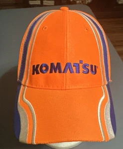 Cappello Attrezzatura Trattori Komatsu NEON Arancione Regolabile Gancio/Loop Strapback Nuovo senza etichette - Foto 1 di 3
