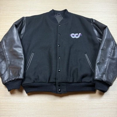 Vtg Golden Bear Leather Wool Varsity Letterman Jacket Chicago Cable Audio RCA XL - Image 1 of 4
