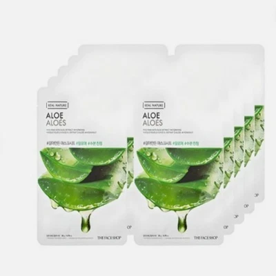 The Face Shop Real Aloe Juice Mask 10 Sheets K-Beauty Hydrating Soothing - Image 1 of 4