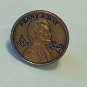Vintage MASONIC Shriners Freemason Fraternal Pin Penny a Day 1037 - Bild 1 von 4