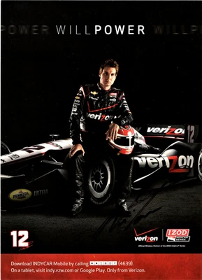 2012 - Tarjeta de héroe firmada a mano (autografiada) IRL - Will Power - 6,5"x9,5" Foto 1 de 2