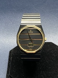 Vintage Concord Mariner SG Gold Black Tone Stainless Steel Day/Date Watch- Works - Picture 1 of 24