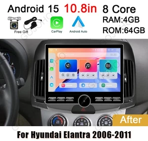 Apple Carplay Android 15 For Hyundai Elantra 2006-2011 Car Radio Stereo WIFI GPS - Picture 1 of 16