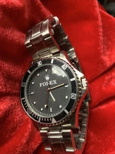 RARE Vintage Sweda Men's Wristwatch Folex Black Dial Collectible   NEW OLD STOCK - Picture 1 of 3