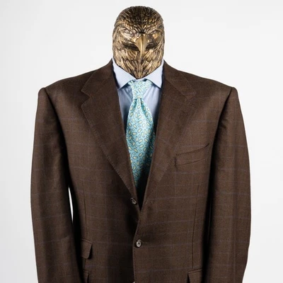 Great $2850 Canali CASHMERE ing. Loro Piana CHECK Sport Coat Brown 44US/54IT - Image 1 of 4