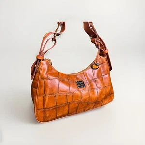 Bolso de Hombro Dooney & Bourke Nile Vintage Sandalia Marrón Cocodrilo Cuero Repujado De Colección - Imagen 1 de 10