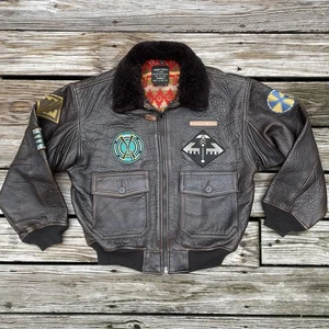 VTG Avirex Top Gun G-1 Native American Yuma Lined Aviator Leather Jacket M - Picture 1 of 18
