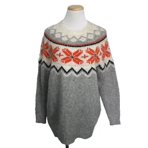 Aerie Womens Sweater Size XXS Oversized Nordic Fair Isle Winter Print Wool Blend - Picture 1 of 7