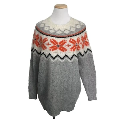 Suéter Aerie Mujer Talla XXS Gran Tamaño Nordic Fair Isle Invierno Estampado Mezcla de Lana Foto 1 de 4