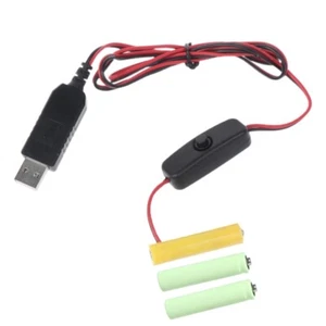 USB to 4.5V AAA LR03 Dummy Battery Power Cable With Switch for LED Light Toy - Picture 1 of 8