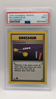 1999 Pokemon 1st Ed French Base Set "Recuperater" Item Finder 74/102 PSA 9 MINT! - Image 1 of 2