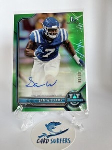 2021 Bowman University Chrome Prospect Green Refractor /99 Sam Williams Auto