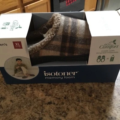 Zapatillas ISOTONER para hombre XL 11-12 espuma viscoelástica ECO confort chocolate oscuro nuevas en caja Foto 1 de 4