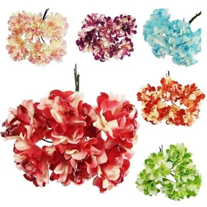 2x Bunches of Mini Glitter Paper Carnation Flowers - Craft Artificial Silk Card - Picture 1 of 7