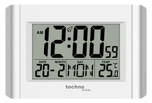 technoline Digitale Quarz-Wand-Uhr WS8002, Weiß-silber, 215 x 150 x 28mm - Bild 1 von 1
