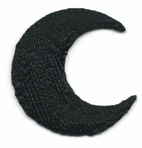 Black Lunar Waning or Waxing Crescent Moon Embroidered Patch - Picture 1 of 1