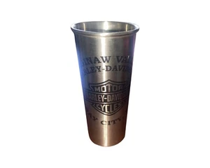 Harley Davidson Tall Shot Glass Stainless Steel Bay City MI Saginaw Valley READ - Picture 1 of 3