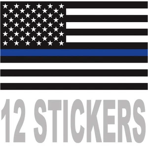 (12) 3x5 Thin Blue Line USA American Police Blue Lives Matter Flag Decal Sticker - Picture 1 of 1