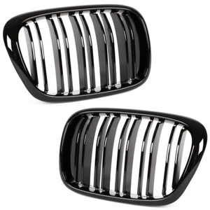 ANTERIORE GRIGLIE MASCHERINA (RENE) BLACK GLOSSY DOUBLE BAR PER BMW 5 E39 95-03 - Afbeelding 1 van 11