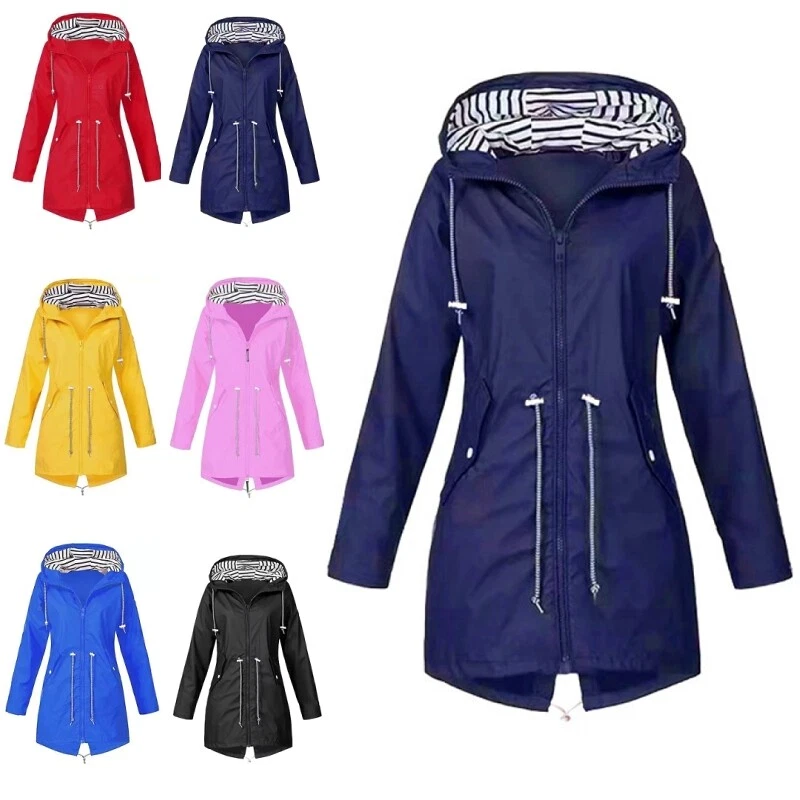 Womens Waterproof Raincoat Ladies Outdoor Wind Rain Forest Jacket Coat - Image 1 of 4