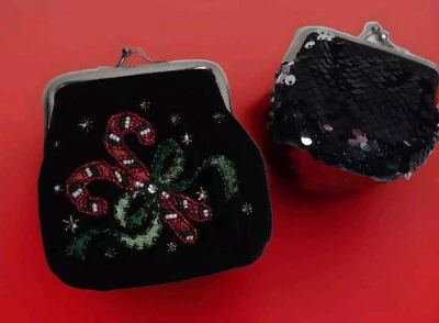 Рождественский праздник черный и блестки монета кошельки поцелуй замок женский набор новый без ярлыков - Изображение 1 из 4