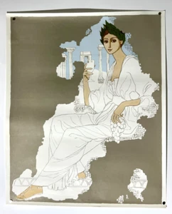 1966 Greek Columns Print by Betty Brader 19x23" Perennial Woman Art Poster - Picture 1 of 11