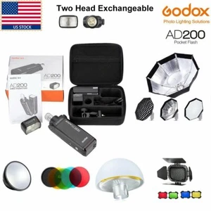 US Godox AD200 200Ws 2.4G TTL Flash 1/8000 HSS Monolight f Nikon Canon Sony Fuji - Picture 1 of 12