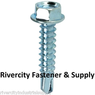 RIVERCITY FASTENER & SUPPLY (400) Hex Washer Head #14 x 1-1/2 Self Drilling Tek Screw #3 point IHW