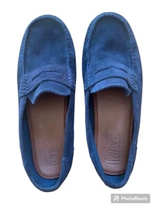 ZARA Woman Loafers Dark Blue Suede Size 7  - Picture 1 of 8