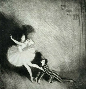 1928 NORMAN LINDSAY, COLOMBINE, ORIGINAL HAND GRAVURE 1/550 FREE EXPRESS W/WIDE - Picture 1 of 2