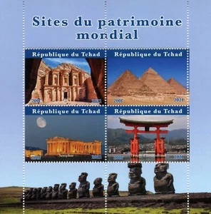 Estampillas Chad UNESCO 2021 Estampilladas sin montar o nunca montada Patrimonio de la Humanidad Pirámides de Petra Acrópolis 4v M/S III - Imagen 1 de 1