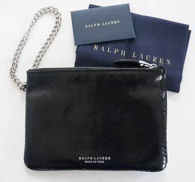 🆕️ Auténtico Bolso Muñequera COLECCIÓN RALPH LAUREN PIEL DE SERPIENTE Y LENTEJUELAS CREMALLERA  Foto 1 de 4