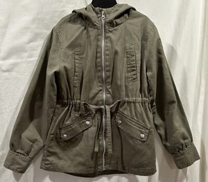  Girls Destination Hooded Lined Lightweight Army Green Jacket 100% Cotton Sz 4-5 - Picture 1 of 12