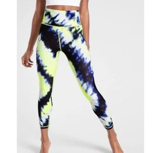 ATHLETA Elation Tie Dye 7/8 Leggings Cobalt Blue Yellow Activewear Yoga Small - Picture 1 of 14