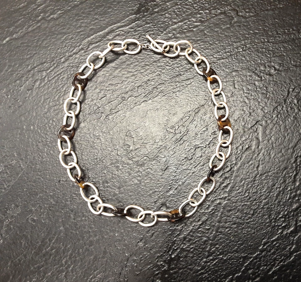 Grueso Ralph Lauren Line (RLL) Cierre de palanca Collar Materiales mixtos Firmado Y2K Foto 1 de 4