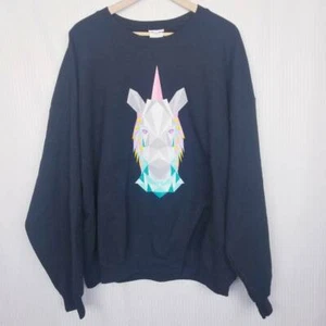 LuLaRoe Rare Sweatshirt Black Pink Unicorn Crew Neck Long Sleeve Pullover 2XL - Picture 1 of 8