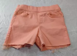 DKNY Women's Orange Pull-On Shorts Size S Raw Hem Elastic Band Mid Rise - Picture 1 of 10