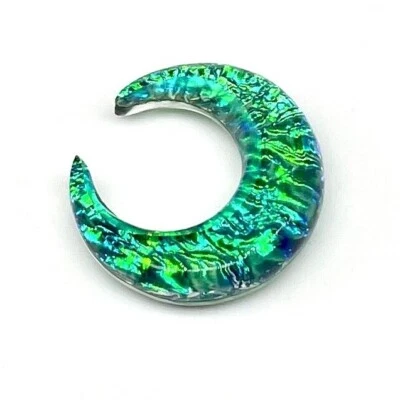 Green Opal Glitter Glass  Septum Pinchers, Handmade Size 12g to 5/8  & Custom - Image 1 of 4