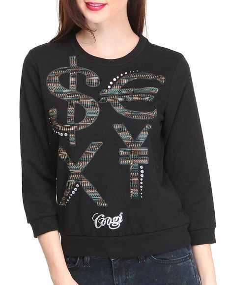 COOGI черный 3/4 рукав пуловер с деньги знак формулировка драгоценности новый сексуальный - Изображение 1 из 1