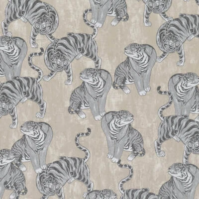 Fleece Wallpaper Marburg Memento Tiger Beige Grey Black Metallic 84874 (€16.62/1sqm) - Image 1 of 4