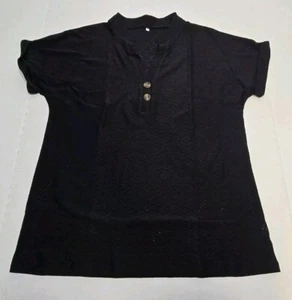 M Womens Eyelet Tops Spring Summer Short Sleeve Button Down T Shirts - Picture 1 of 4