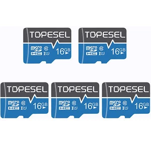 TOPESEL Karta Micro SDHC 16GB 5 sztuk Karta pamięci UI C10 USB Memory Cards Blue - Zdjęcie 1 z 9