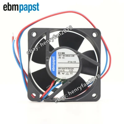Ebmpapst 612NHH DC Axial Fan 12V 2.9W 240mA 60x60x25mm 54m3/h 2-wire Cooling Fan - Image 1 of 4