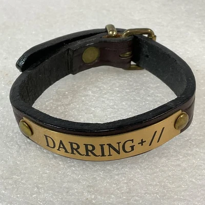 Tory Darring+  Leather Bracelet 6.5in Brown Brass Plate Buckle Closure Unisex - Image 1 of 4