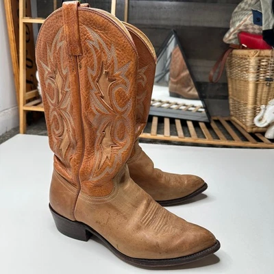 J. Chisholm Tan Leather Cowboy Western Pointed Toe Boots - Image 1 of 4