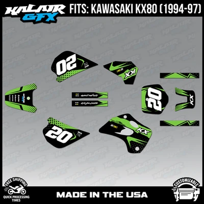 Kit de gráficos para lança KAWASAKI KX80 KX 80 (1994-1997) - VERDE - Imagem 1 de 4