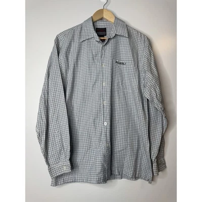 Camisa FUBU Niños 16-18 Manga Larga Abotonada Vintage Cuadros Y2k Juvenil Azul Blanco Foto 1 de 4