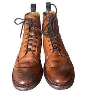 Strivers Row by Hoax Cognac Brown Wingtip leather lace up Boots size 44 - Picture 1 of 11